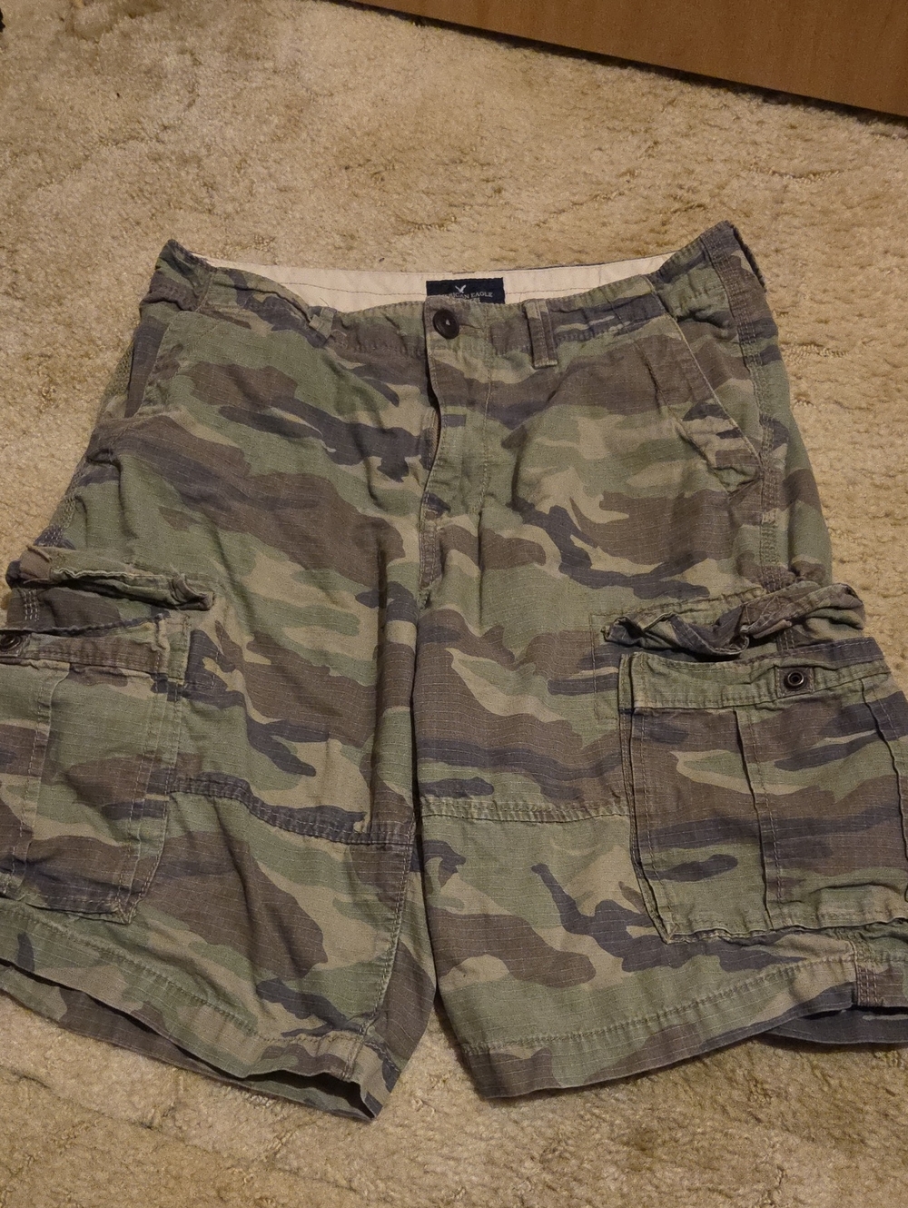 American Eagle Outfitters Men's Camo Cargo Shorts - Olive/Tan